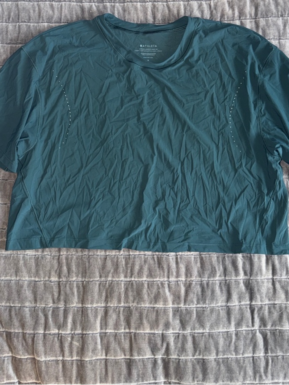 Athleta Teal Crewneck Cropped Tee